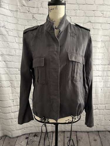 Chaqueta bordada estrella de mezcla de lino Rails Rowen en gris oscuro talla pequeña - Imagen 3 de 9