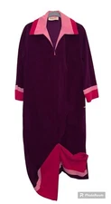 NWT Dead Stock Vintage Vanity Fair '70s Long Robe House Dress Velour Purple Pink