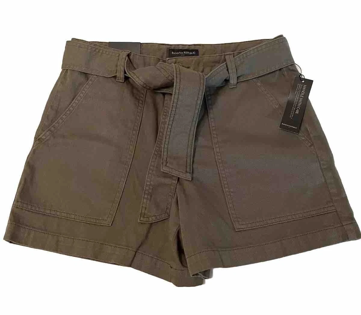 NWT Banana Republic Linen Blend Belted PaperBag Shorts Size 8