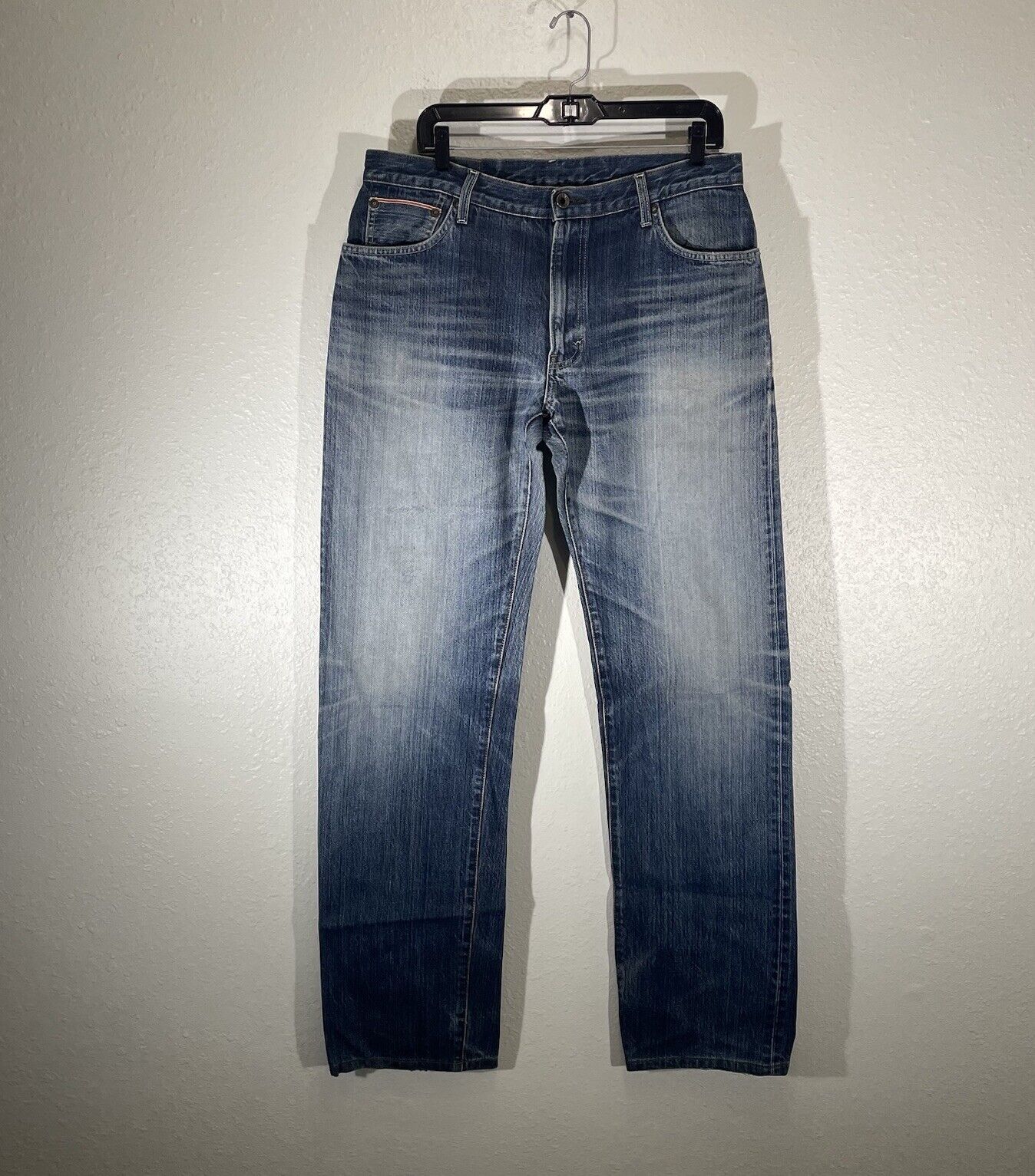 Edwin 505S Selvedge Jeans Blue Denim Distressed Japanese Redline Mens 34x36