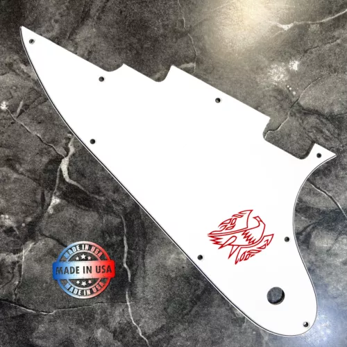3 Ply White Pickguard for 2012 Gibson Firebird Studio '70's Tribute + Red Decal