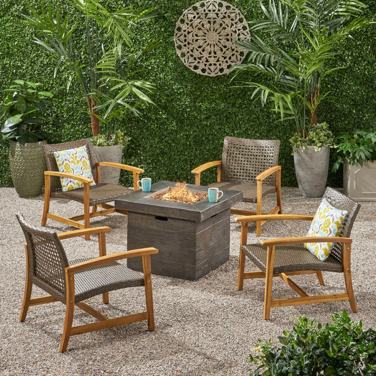 Wooden fire online pit chairs