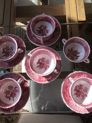 6 Copeland Spode Camilla Pink Bouillon/soup Cups, 5 Saucers-old Mark-never Used - Picture 14 of 14