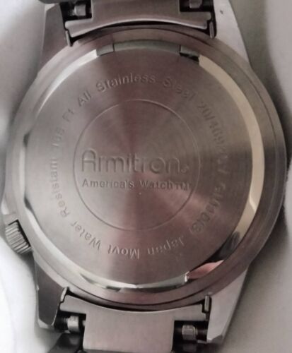 Armitron Herren Edelstahl Uhr 20/4692SV Analog Datum schwarzes Zifferblatt Japan Uhrwerk - Bild 3 von 7