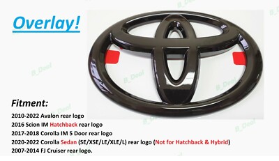 24j ★ay MANISH BEST Escalation 1 Gloss Black Rear Toyota Logo Overlay Emblem Scion IM