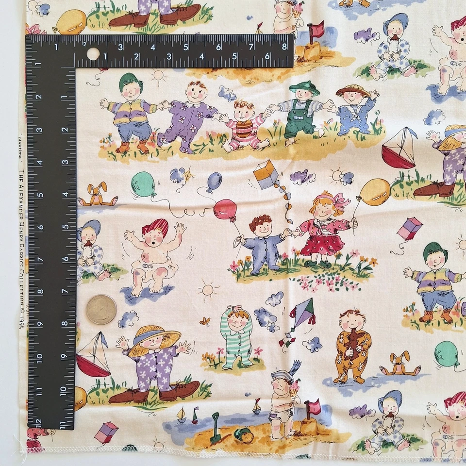 Alexander Henry "Playtime" 1995 Quilting Cotton Fabric Children 1.9 YDS WASHED - Image 2 of 4