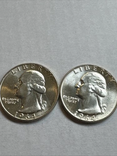 (2) 1964-D- 25C Washington Quarter BU Comes In Capsules To Keep From Scarches