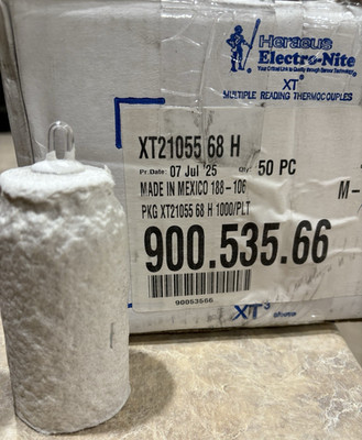 Heraeus XT21055 68 H Electro-Nite Thermocouple XT Series Case of 50 New!!!