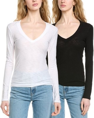 James Perse 2Pk Relaxed V-Neck T-Shirt Women's