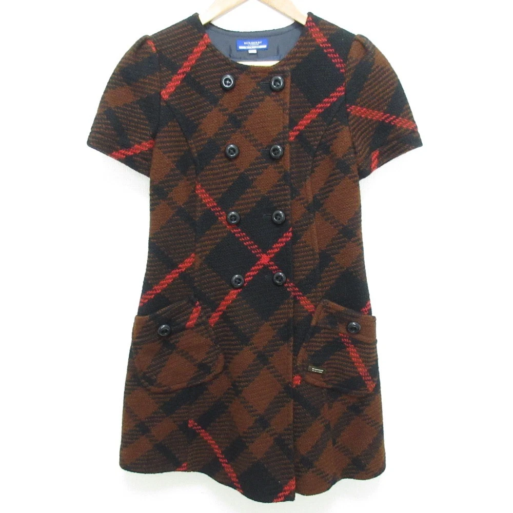 Cappotto Burberry blu etichetta lana modello quadri taglia 38 marrone