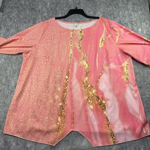 Fly Curvy Women’s Top Kimono Sleeves Tunic Pink/Gold Size XXXXL (4XL) - Picture 9 of 16