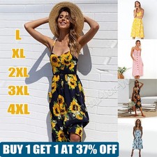 BOHO Womens Strappy Sun Dresses Summer Beach Midi Dress Plus Size 6-22 Holiday ~