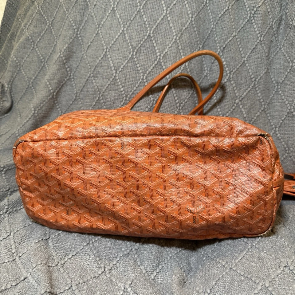 Auth # VAE 020128 GOYARD Saint Louis PM Orange Coated Canvas Leather Tote Bag - Image 3 of 4