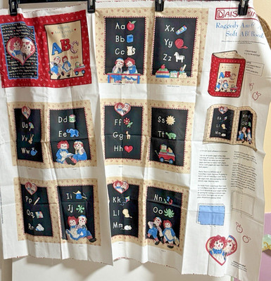 Raggedy Ann & Andy ABC Book Printed Panel 60" x 35" cut and sew soft ...