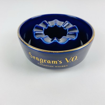 Arabia Aschenbecher Seagrams V.O. Canadian Whisky Werbung Ashtray Blau Finland