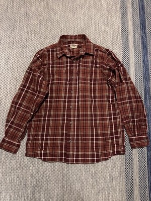 REDHEAD Men s Soft Plaid Flannel Long Sleeve Shirt Buttoned Size Large Maroon