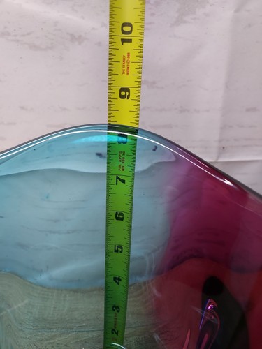 Schmidt Rhea 92 mundgeblasene schwere Kunstglas Vase blau lila Unikat bunt Vintage - Bild 9 von 11