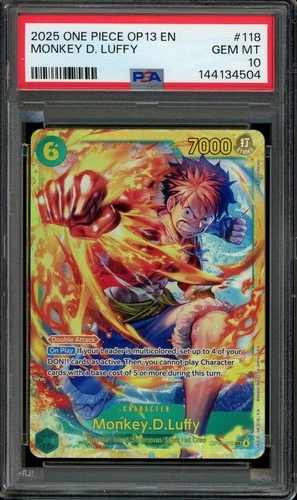One Piece TCG OP13 EN Carrying On His Will #118 Monkey.D.Luffy PSA 10
