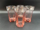 Set of 4 ~ Hocking "COLONIAL" Pink Glass Tumblers ~ 5 1/4" Tall