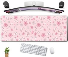 Cherry Blossom Mouse Pad Kawaii Pink XL Large Extended Gaming Desk Mat Cute P...