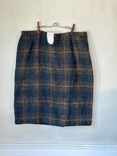 42 w Vintage French Wool Blend Skirt 1950s Unused Deadstock Plaid Tweed Herring