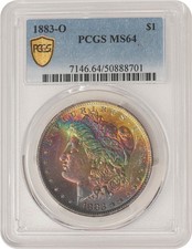 1883-O Morgan Silver Dollar $ MS64 COLOR Secure PCGS 949060-1