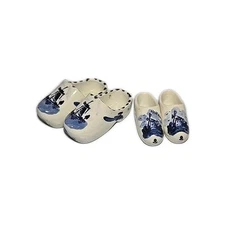 Delft Delftblue Holland Dutch Shoes Souvenir Clog Blue White 2 Pair-Miniature