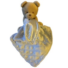 Child Of Mine Carter's Brown Bear Blue Minky Dot Lovey Satin Blanket Rattle
