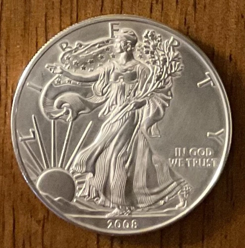 2008 AMERICAN SILVER EAGLE DOLLAR COIN 1 OZ. 999 PURE FINE SILVER
