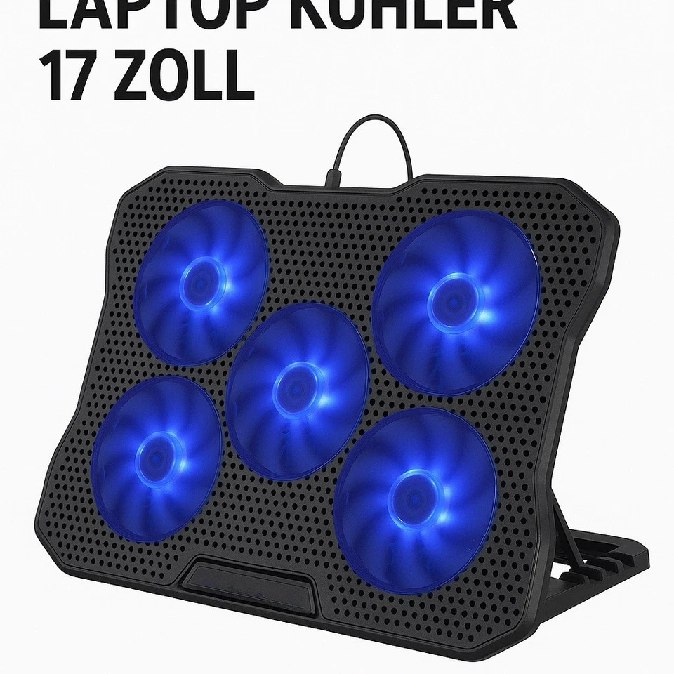 Laptop Kühler 17 Zoll Notebook Cooling Pad USB 4 Lüfter LED höhenverstellbar - Bild 3 von 3
