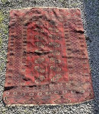 HAND MADE RUG~Vintage Antique Wool Oriental type HAND KNOTTED Red~ 48 x 58”