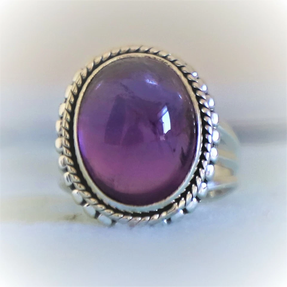 AMETHYST NATURAL GEMSTONE RING 925 STERLING SILVER HANDMADE JEWELRY RING 3 TO 12 - Image 4 of 4