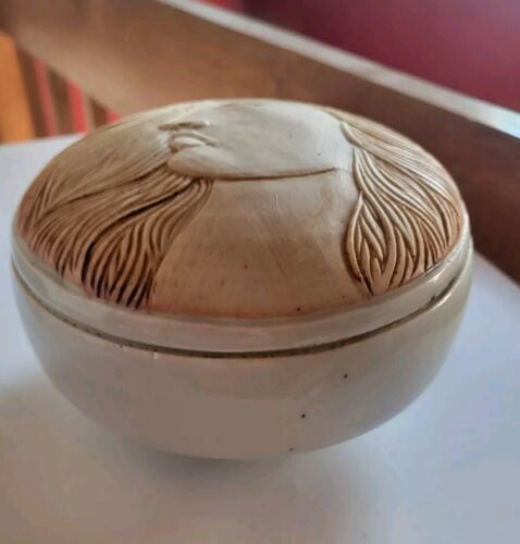 Scargo Pottery Harry Holl Trinket Box Woman Lady Carved Studio Pottery Art - Picture 2 of 7