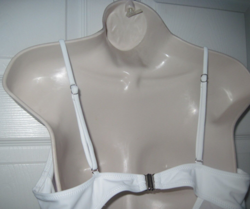 Traje de baño blanco de una pieza con cuello en V para mujer traje de baño de malla envuelto control de barriga - Imagen 14 de 14