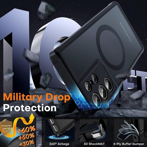 TOCOL Galaxy S23 Ultra Case Magnetic Soft Screen Protect Translucent Matte Black - Picture 5 of 12