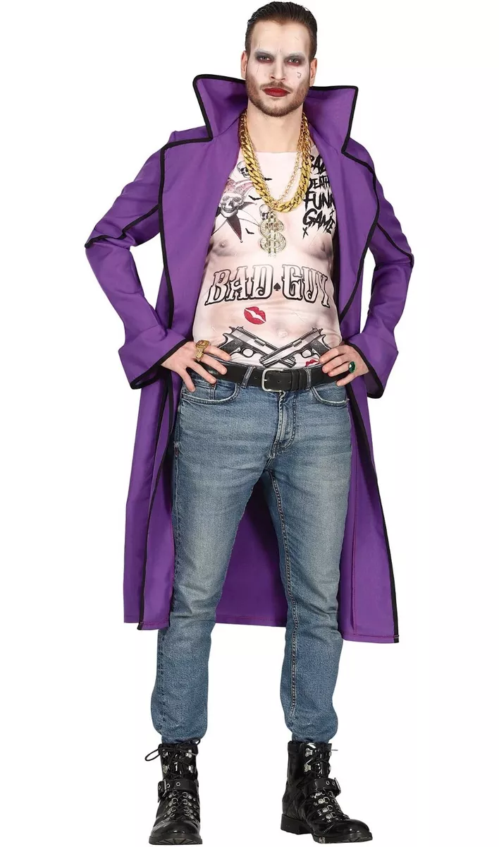 Mens Movie Crazy Villain Fancy Dress Costume Menu0026#039;s Jokester Outfit fg  | eBay