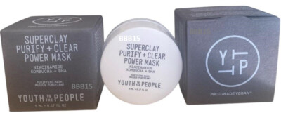 Youth To The People Superclay Purify + Clear Power Mask,5ML EACH X 2 NEW W/ BOX