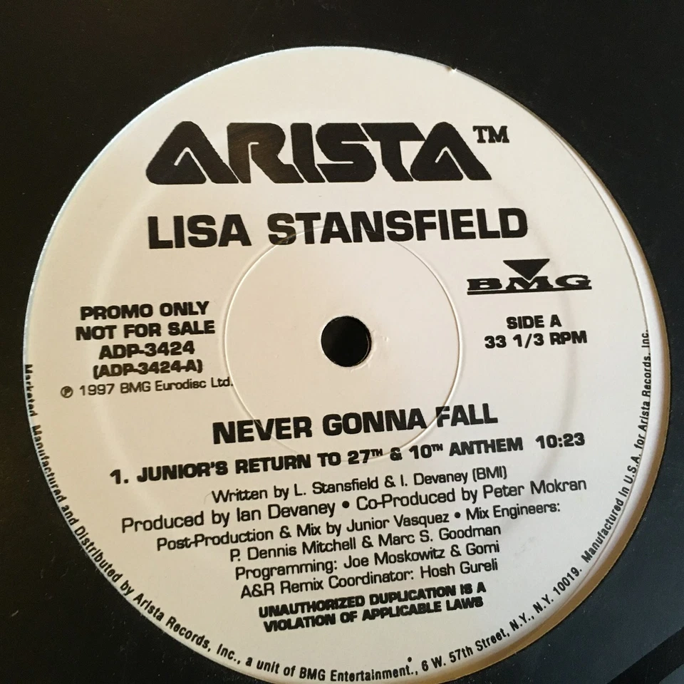 [SOUL] ~ почти как новый 12 дюймов ~ Лиза Стэнсфилд ~ Never Gonna Fall ~ [x3 ремиксы] ~{1997 ~ ARISTA ~ WLP PRO - Изображение 2 из 3