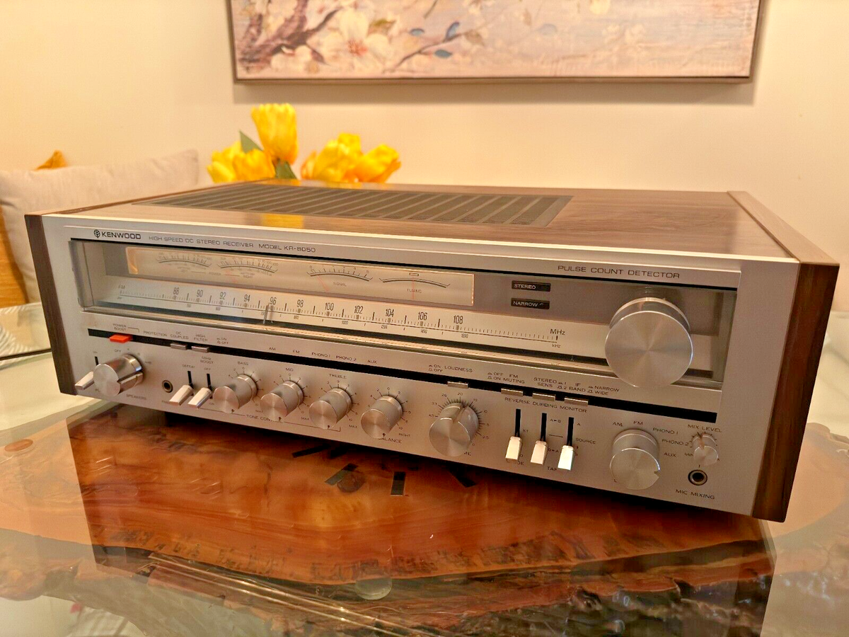 Kenwood KR-8050 Monster Stereo Receiver. Classic Silver Face