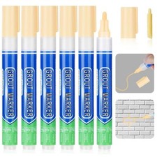 6PCS Grout Pen, Cream Tile Paint Marker, Tiles Grout Pen Wall Repair Pens, Tile