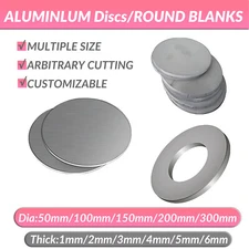 1-6mm Thick Aluminium Discs/Circles/Round Blanks (Precision Laser Cut) Ø50-300mm