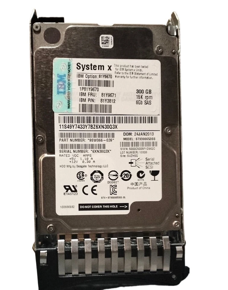 81Y9670 300GB 15K SAS 6Gbps 2.5" HDD Hard Drive 81Y9671 81Y3812 - Image 2 of 4