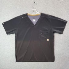 Carhartt Force Men Scrub Top Small Black Short Sleeve V Neck Pocket