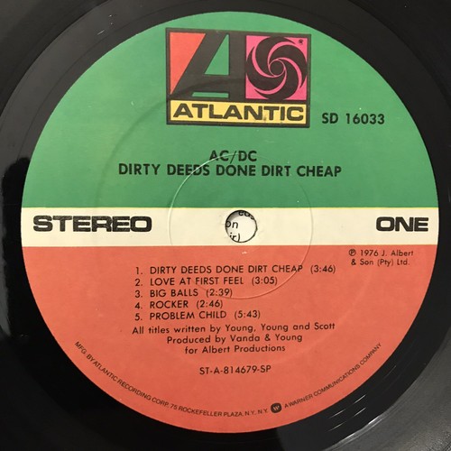 AC/DC Dirty Deeds Done Dirt Cheap Vinyl LP 1976 Atlantic Records SD 16033 - Imagen 3 de 12