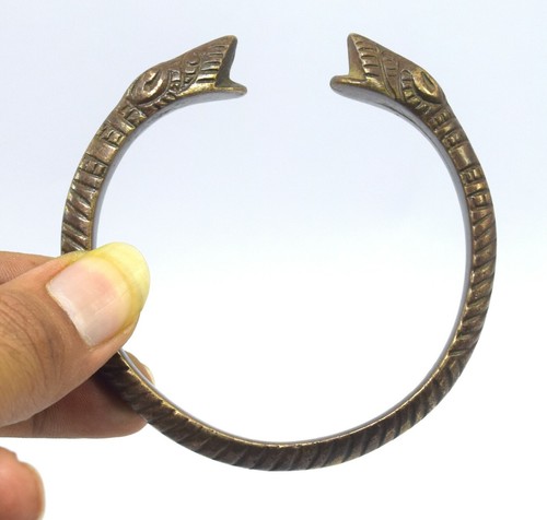 Antique Tribal Bracelet SNAKE Figurative Collective Indian Brass Kada G18-47 - Picture 6 of 9