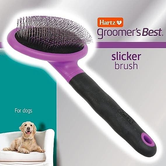 Cepillo liso Hartz Groomer's Best Deshedding para perros, negro/violeta Foto 3 de 4