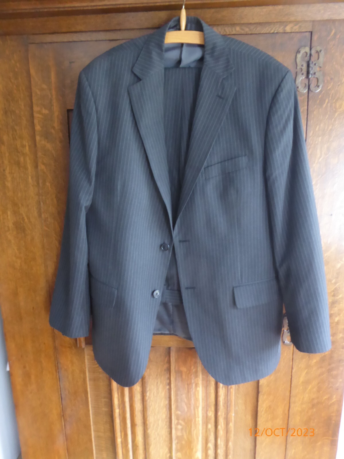 MENS MARKS AND SPENCER SIZE 42M CHARCOAL PINSTRIPE SUIT eBay