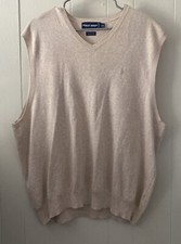 POLO RALPH LAUREN Pullover Sweater Vest 100 Cotton Pony Golf Tan Sz XXL EUC