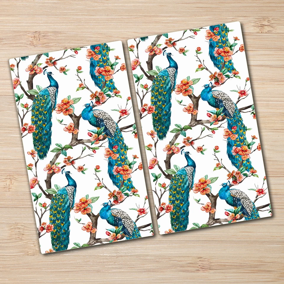 Cubierta de placa de cerámica de inducción de vidrio ahorro de encimera pavo real arte azul y rojo 2x30x52 Foto 2 de 4