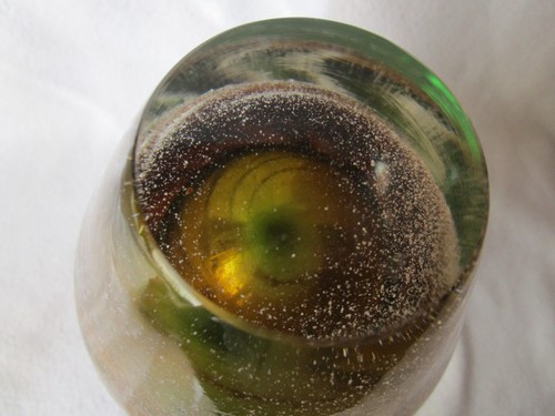 Murano Glas dickwandige Vase Überfang braun/grün weiße Schlieren 23cm hoch 2560g - Picture 8 of 9